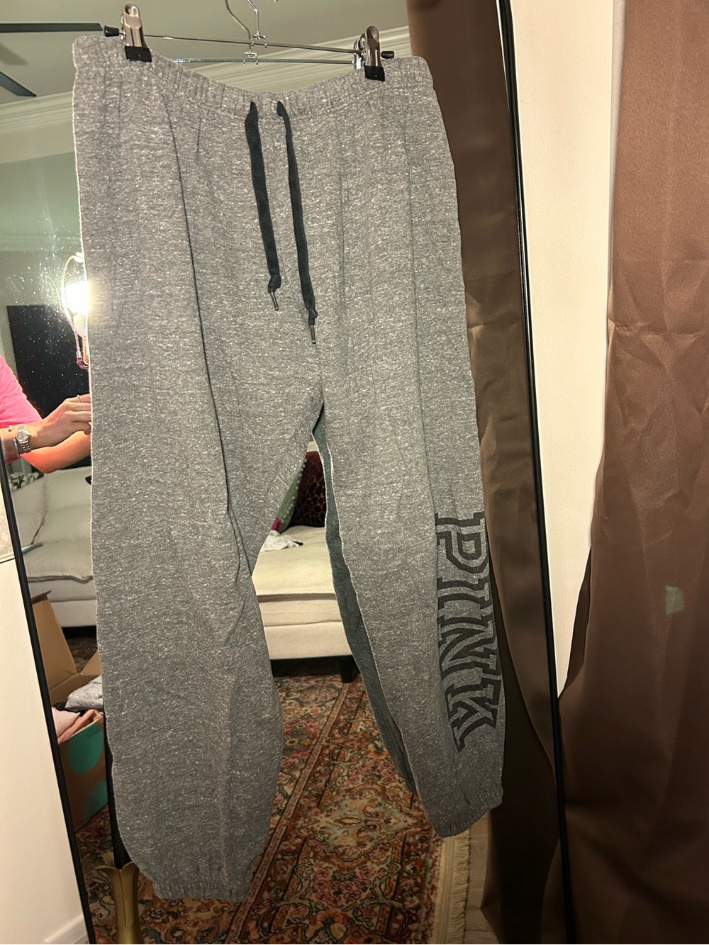 PINK Victoria's Secret woman’s Gray Sweatpants with Drawstring Waist